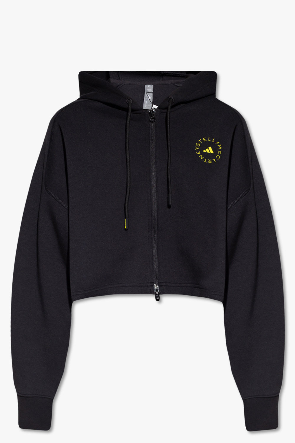 Black Cropped hoodie with logo Neck ADIDAS by Stella McCartney